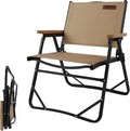 Lightweight Folding Camping Chair Gravel Brown Aluminum Outdoor Beach Chair with Solid Wood Armrest Portable Collapsible Fishing Chair for Hiking Beach Backpacking Lawn Picnic (1)