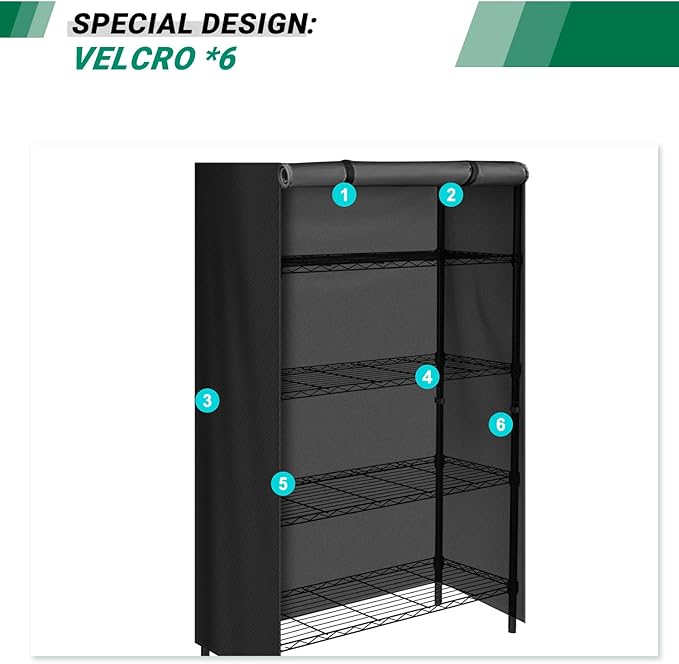Storage Shelf CoverWaterproof Shelf Cart Cover Protective Outdoor Indoor Wire Rack Dust Cover with Zipper (48 Wx18 Dx72 H)