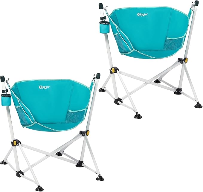 Portal Hammock Camping Chair Folding Rocking Chair Portable Swinging Chair with Cup Holder for Outdoor Lawn Backyard Patio Car Camp Sports ConcertsSupport 350 lbs Blue 2 Pack