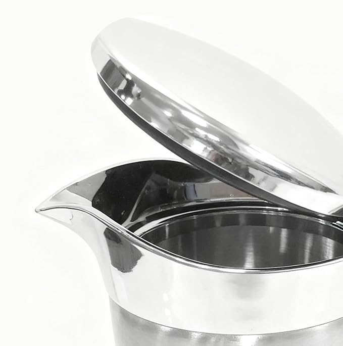 Sauce Dispenser 750ml - Gravy Syrup Container with Lid Anti-Drip Spout Wide Mouth Stainless Steel Food Storage | Buffet Table Kitchen Restaurant Party Family Gatherings