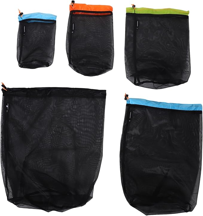 1 Set Compression Storage Bag for Travel Camping Hiking Drawstring Mesh Stuff Sack for Backpacking Durable Polyester Design Lightweight Portable
