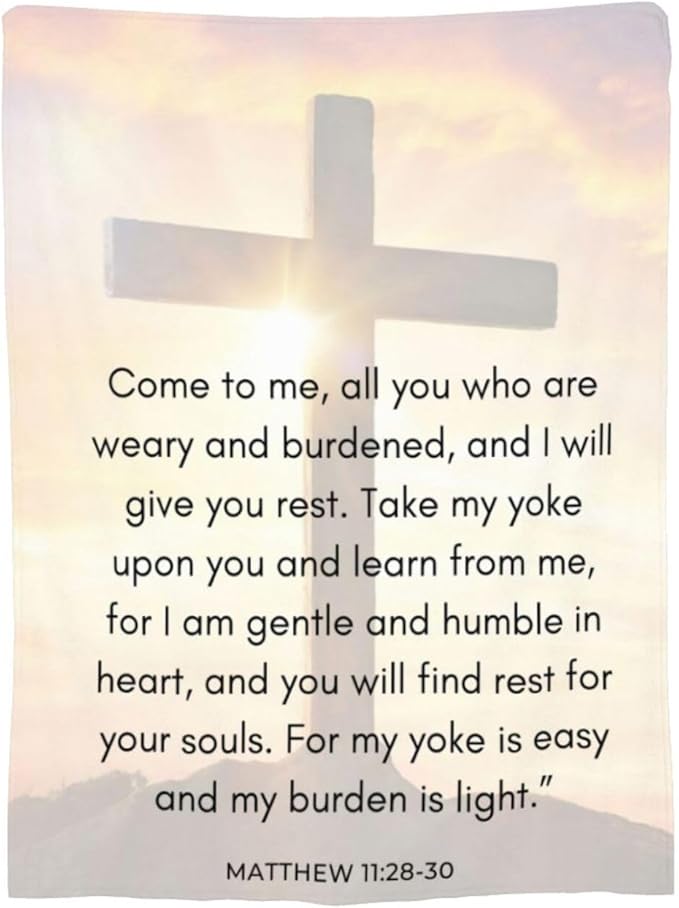 50X40 Matthew 11：28-30 Lightweight Flannel Blanket - Soft and Breathable Polyester Suitable for Travel Camping and Home Decoration