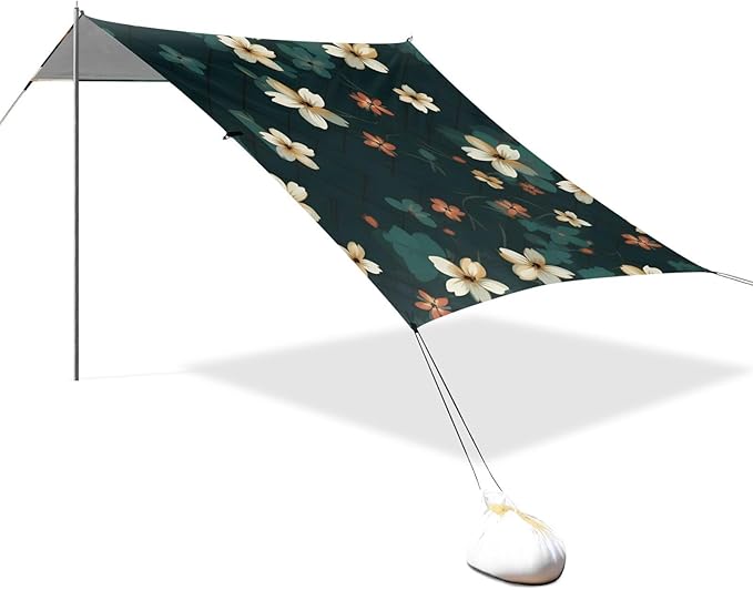 Flower FloralCamping Sun Shelters 9.2 x 10.5 FT Beach Canopy Tent Sun Shade with Carrying Bag for Camping Trips Fishing Backyard Fun or Picnics 21340088