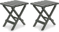 Camco Adirondack Portable Outdoor Camping Small Weatherproof Rustproof Durable Plastic Folding Side Table for Indoor and Outdoor Use Sage (2 Pack)