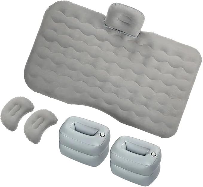 Car Inflatable Mattress Car Camping Travel Mattress Foldable Storage Inflatable Car Bed Suitable for Car Camping Travel (Grey)