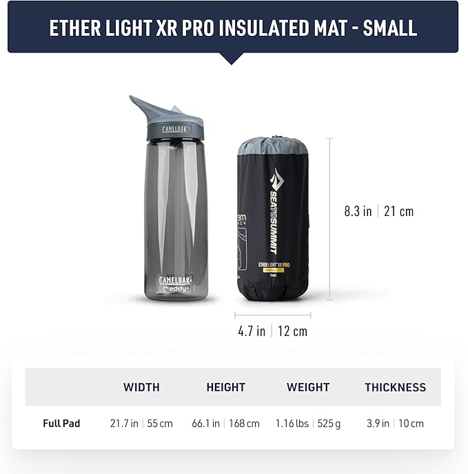 Sea to Summit Ether Light XR Pro Insulated Sleeping Pad Tapered - Small (66 x 21.5 x 4 inches)