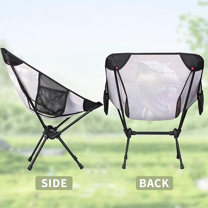 3D Dinosaur Camping Chair Lightweight Portable Folding Camp Chairs for Adults Easy Installation for Camping Fishing Hiking Picnic Travel Festival Supports 176lbs