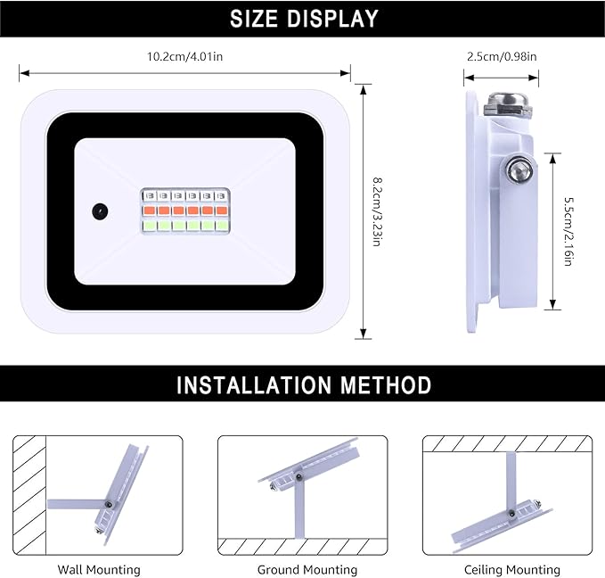 MIWAT 20W 2Pack LED Flood Light Plug in RGB LED Color Changer Lamp with Remote IP68 Waterproof Outdoor Floodlights for Wedding Garden Playground Party