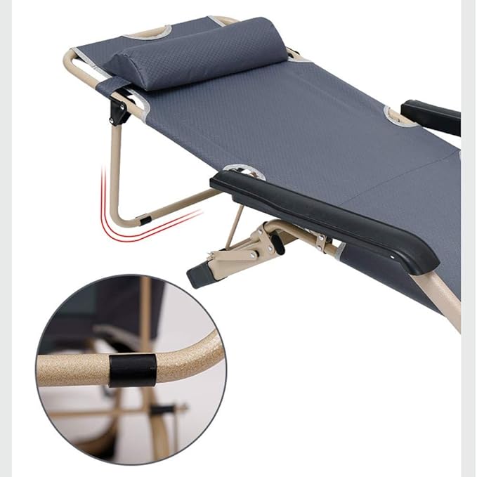 Patio Lounge Chairs Reclining ChairFolding ChairLunch BedCotton PadRecliner PadPaddedNapping ChairOffice Lunch Break Chair97 x 52 x 95cm Durable