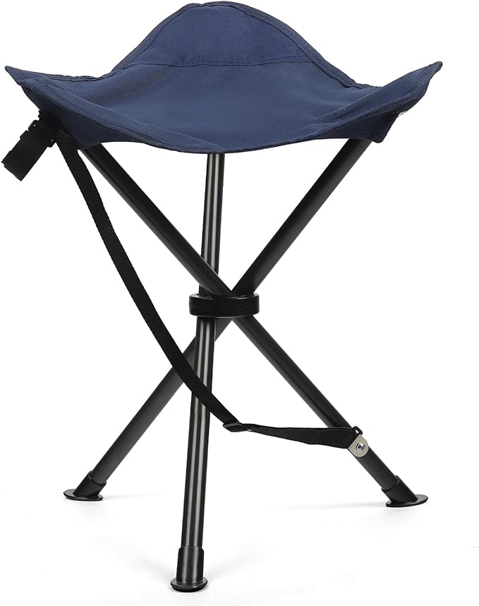 18 Folding Tripod Stool for Adults Heavy Duty Lightweight Portable Three Leg Tall Camping Stool Collapsible Backpacking Tripod Seat Chair for Fishing Hunting Support 225 lbs Blue
