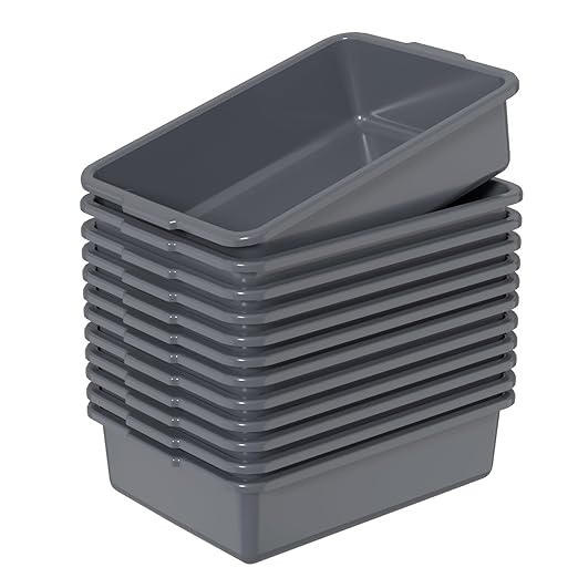 Readsky 12 Packs 13 L Plastic Commercial Bus Tub Plastic Restaurant Dish Washing Box Gray