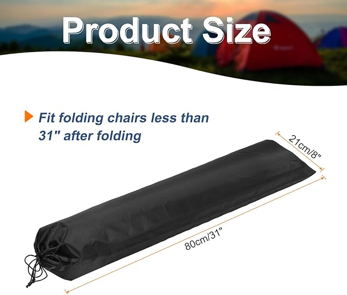 HARFINGTON 4pcs Camp Chair Replacement Bag 31 x 8 Large Nylon Foldable Carrying Bag Outdoors Folding Chair Cover Tripod Case with Shoulder Strap for Outdoor Camping Sports Black