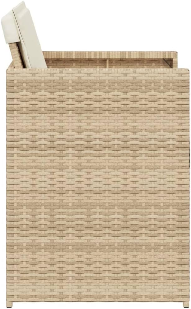 Patio Chairs with Cushions 4 pcs Beige Poly Rattan Outdoor Lounge Chairs with Comfortable Cushions and Foldable Backrest for Garden Patio Balcony and Yard