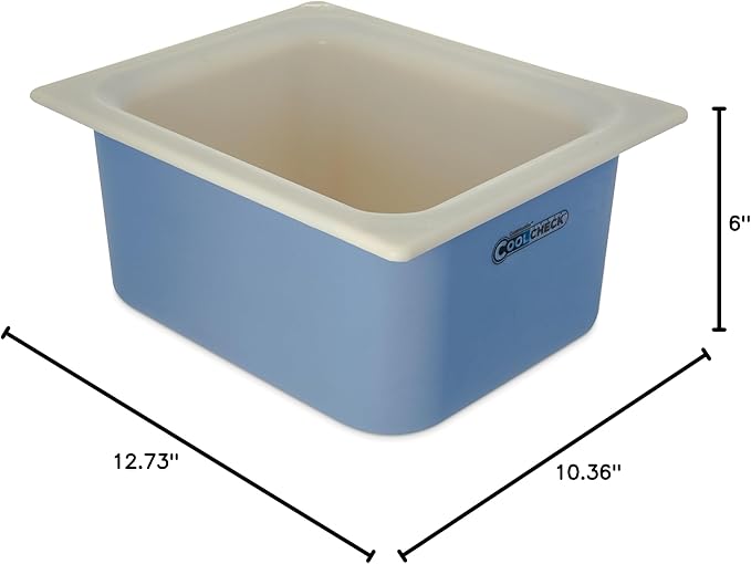 Carlisle FoodService Products Coldmaster Coolcheck Plastic Food Pans Cold Food Pan for Catering Kitchens Restaurants 6 Quarts White Blue