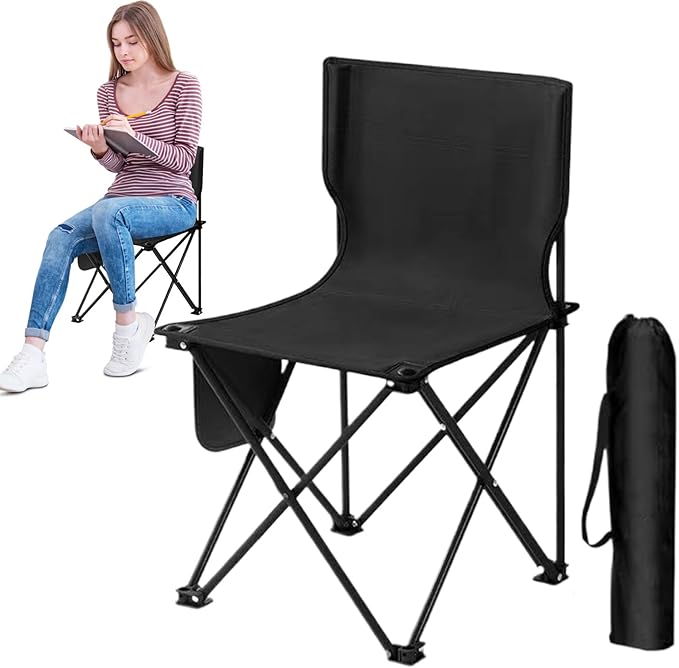 Compact Folding Chair for Hiking - Support 286 Lbs Heavy Duty Camping Seat | Chair for Travel Foldable Camp Chair with Cup Holder Packable Folding Camp Seat for Beach Festival Hiking