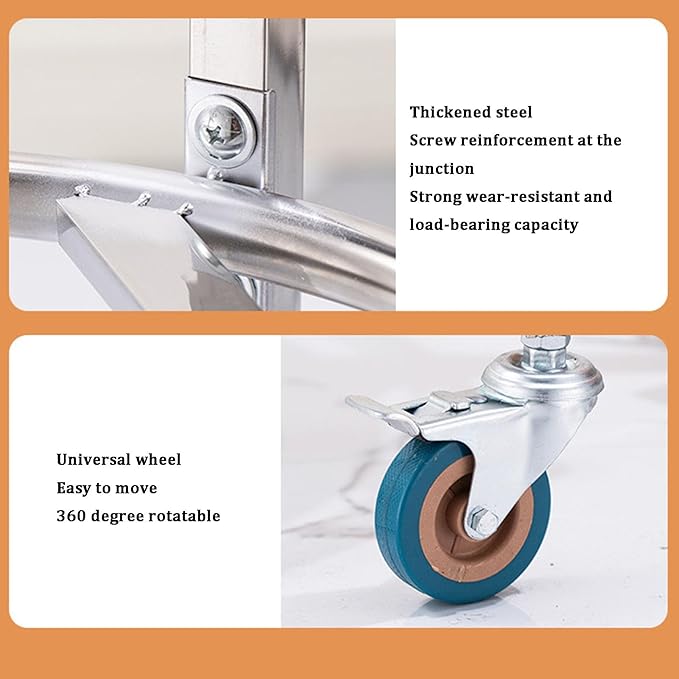 Stainless Steel Soup Bucket Rack with Handle Commercial Stock Pot Stand Mobile Gas Bottle BaseHeavy Duty Drum DollyTrash Can Roller Base with WheelsMultifunctional Mover Carrier Barrel Frame