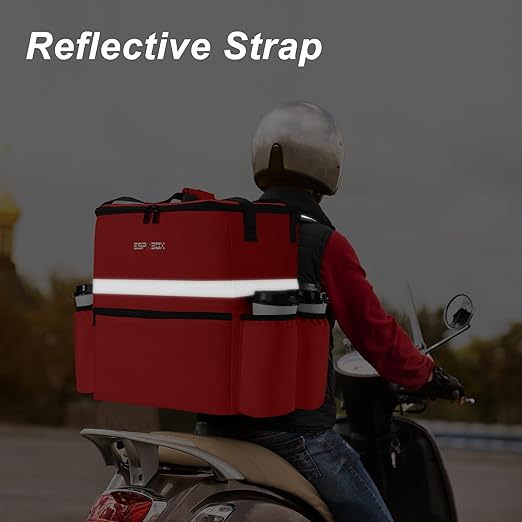 Food Delivery Backpack - Insulated Pizza Bag for Delivery Bike with 4 Cup Holders Large Leakproof Hot/Cold Delivery Bags for Uber Eats Doordash Postmates - Red