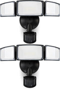 LUTEC 2 Pack 72W 7500LM LED Security Lights Motion Sensor Light Outdoor 5000K Daylight IP65 Waterproof Dusk to Dawn 3-Head Motion Detected Flood Light for Garage Yard Porch(Black)