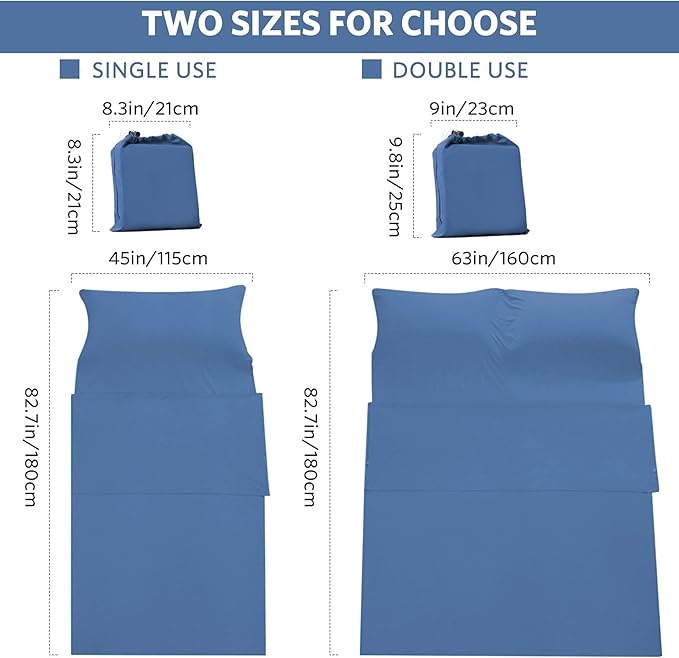 Travel and Camping Sheets Sleeping Bag LinerLightweight Travel Sheets for Hotel Portable Hotel Sleeping Bag Sack for AdultsPremium Soft Hotel Sleep Sheet for Traveling Hostels Picnic