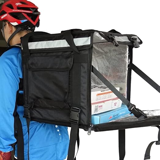 PK-64B: Big Pizza/Food Delivery Bag for Motorcycle or Bicycle 16x16x16 with Metal Rack for Motorcycle Use