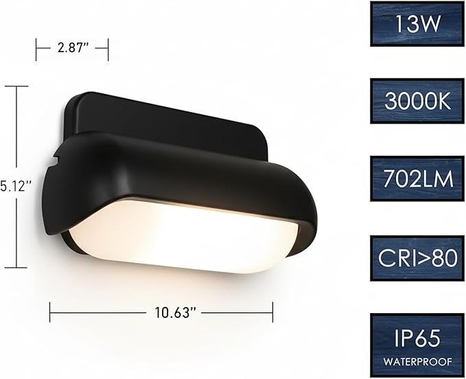 Modern Wall Sconce Outdoor Porch Light Waterproof Patio Lamp LED Wall Light Fixture Aluminum 13W 3000K Front Door Lamp for Indoor &amp Outdoor use Garden Yard 2 Pack