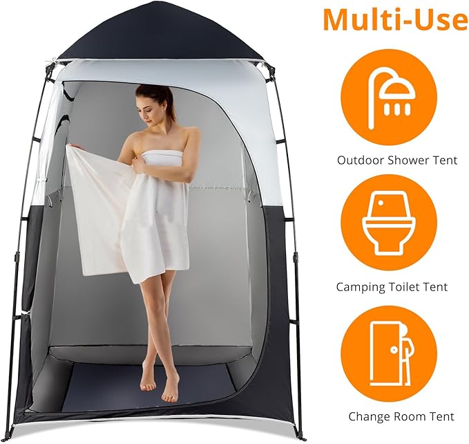 VINGLI 6.8FT Shower Tent Large Instant Pop Up Shelter with Mesh Floor &amp Carrying Bag Privacy Changing Room Tent for Toilet Camping Dressing Lightweight &amp Sturdy Easy Set Up