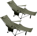 2-in-1 Reclining Camping Chair Portable Folding Beach Lounge Chair with Footrest &amp Adjustable Backrest Comfortable Lawn Chair for Adults Heavy Duty with Cup Holder for Outdoor Poolside Sports