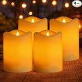 Solar Candles for Lanterns 4Pcs Christmas Decor 3''x4'' Solar Powered Rechargeable Candles Outdoor Waterproof Flickering Glow Dusk to Dawn Auto On/Off Replaceable Battery Decor for Garden