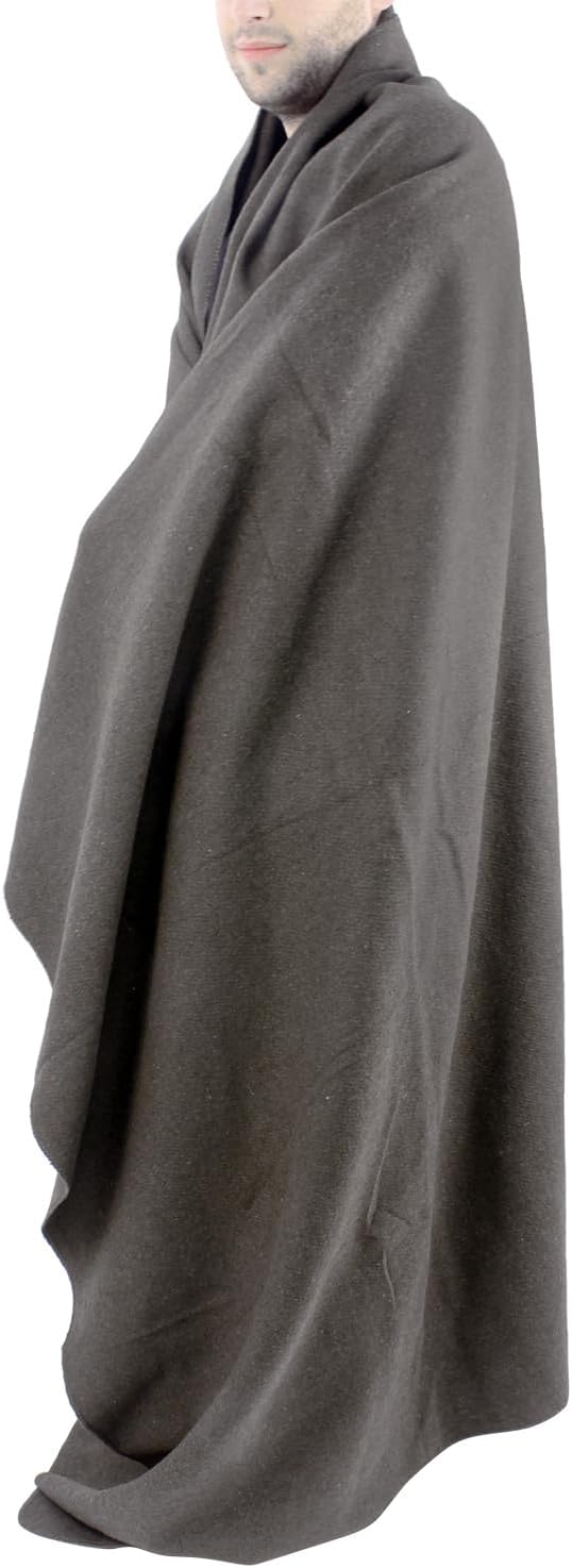 MediTac Grey Warm Wool Fire Retardant Blanket 62 x 80 (52% Wool) - US Military Style