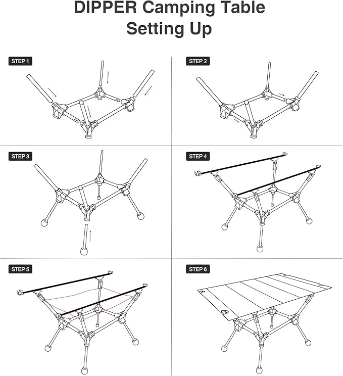 ONETIGRIS Dipper Camping Table Lightweight Portable Folding Table with Mesh Storage Net High/Low Options Ideal for Camping Hiking Tailgating Beach Picnic Travel Backyard