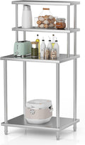 30x24 Double Utility Shelves Rack Deck Stainless Steel Prep Table Worktable Workstation with Undershelf Stainless Steel Tables for Kitchen Home Prep Work Table