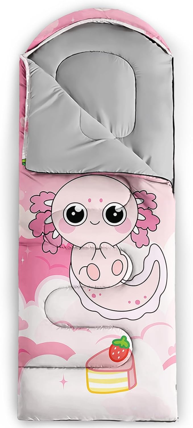 AILONEN Kawaii Panda Sleeping BagsLightweight &amp Waterproof3 Season Warm &amp Cool WeatherDreamy Purple Flower Animal Themed Sleeping Bags for BoysGirlsKidsAdults TravellingOutdoors