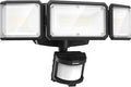 LEPOWER Battery Powered LED Flood Light Outdoor1500LM Motion Sensor Security Lights IP65 WaterproofWireless Flood Light Battery Operated3 Head Motion Detector Light for GarageYardPorch(Black)