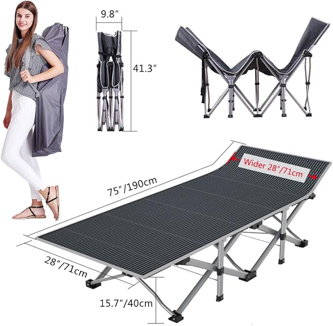 Barbella Folding Camping Cot Folding Cot Camping Cots for Adults Portable Sleeping Cot with Mattress Foldable Outdoor Bed Camp Cots Guest Bed with Carry Bag for Home Office &amp Outdoor Use