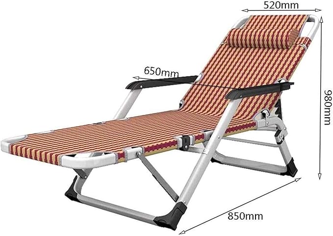 FWZJ Fashion Sun Loungers A Portable Folding Lounge Chair Home Office Nap Bed Outdoor Beach Bed Heavy Duty Padded Recliner Breathable and Comfortable