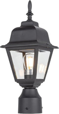 LIT-PaTH Outdoor Post Lighting Fixture Pole Lantern E26 Medium Base Max 60W Aluminum Housing Plus Clear Glass Bulb Not Included Matte Black Finish 1-Pack