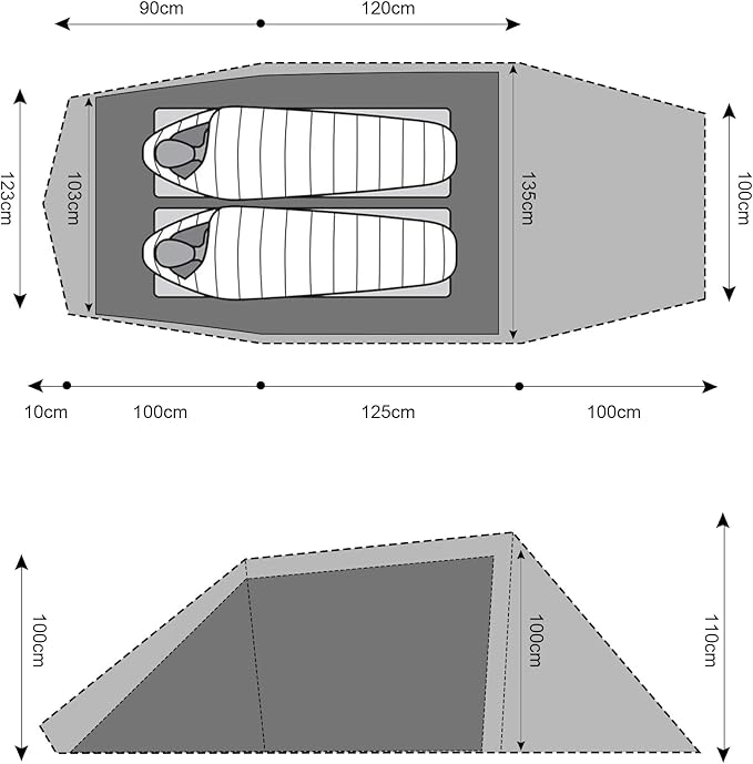 Gale Lite 2 Ultralight 2-Person Tunnel Tent – 2.89 lb Double Silicone-Coated Fabric Compact 3-Season Backpacking Shelter – Wine Brown Bundle with Footprint