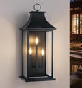 tewei 28'' Large Outdoor Wall Light Porch Light Outdoor Wall Sconce Lantern 3-Light Black Exterior Lighting Fixture Wall Mount Outside Light for House Garage 1-Pack
