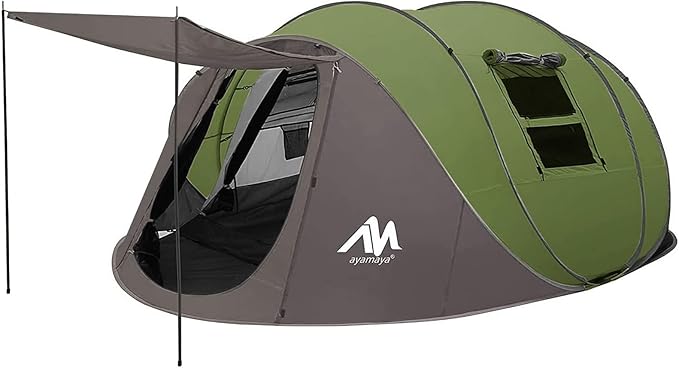 6 Person Easy Pop Up Tents for Camping AYAMAYA Double Layer Waterproof Instant Tent with Vestibule &amp Porch