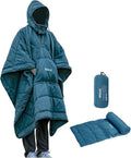 WildCall Hooded Camping Blanket with 3M Thinsulate Insulation Wearable Poncho Blanket Ultralight Foldable Quilt Sleeping Bag for Outdoor Hiking Stadium