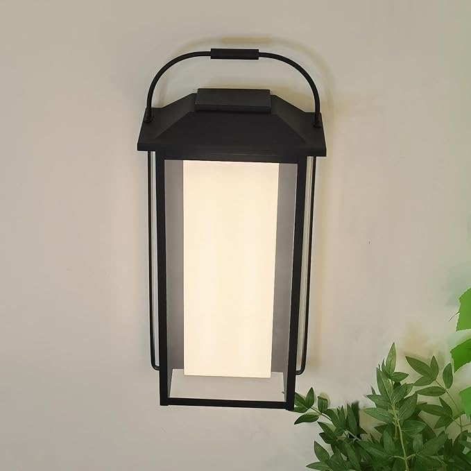 24 Ht Modern Oversized Outdoor Super Bright Wall Sconce with Built-in 2x20W LED Covered by Milky White Acrylic and Clear Glass Suitable for Big House Extra High Walls and Gates.
