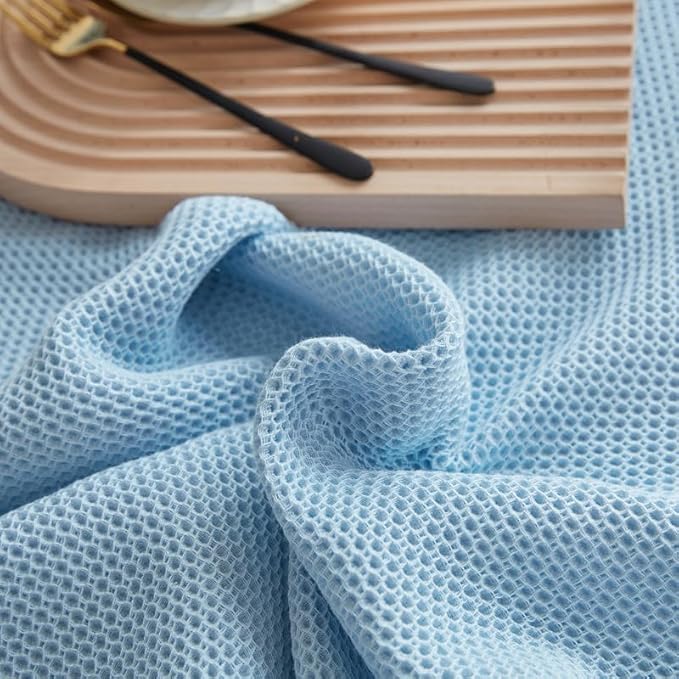 Bnitoam 100% Cotton Waffle Weave Blanket for Bed Couch Sofa Twin Size 60x80 Ultra Soft Breathable Cooling Cellular Blanket for Adult Lightweight All Season Machine Washable Blue (Blue 60x80)