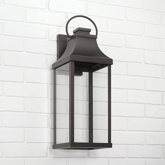 Capital Lighting 946431OZ-GL Bradford Night Sky Clear Glass Rectangular Outdoor Wall Lantern 1-Light 7 Watt 24 H x 8 W Oiled Bronze