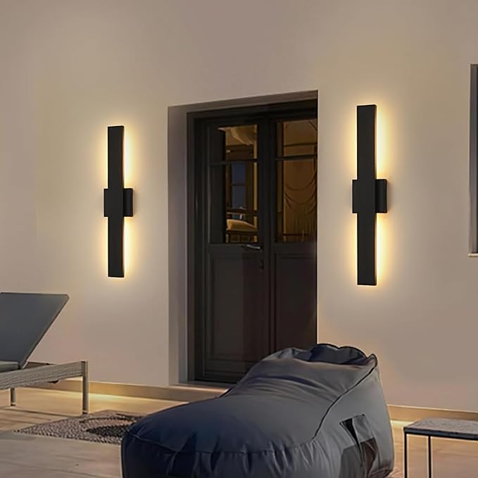 23.6inch Long Outdoor Modern LED Wall Light24W Warm White 120V Wall Mount Lighting Fixture Black Wall Lights Porch Lights Wall Sconce for House Long LED Linear Outside Lighting for Garage Entryway