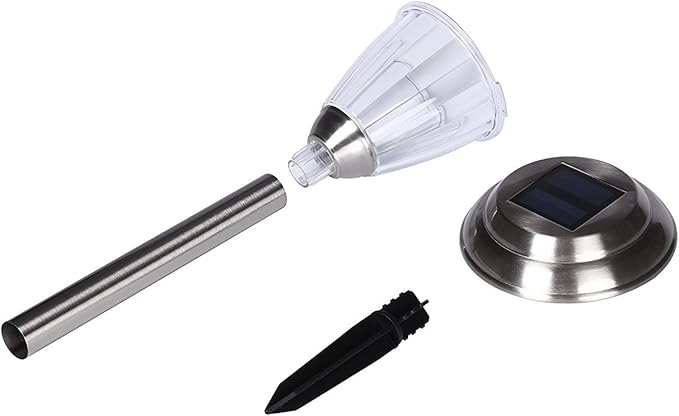 Solar LED Outdoor Lights 8-Pack Stainless Steel Pathway Landscape Lights for Outdoor Path Patio Yard Deck Driveway and Garden (Silver)