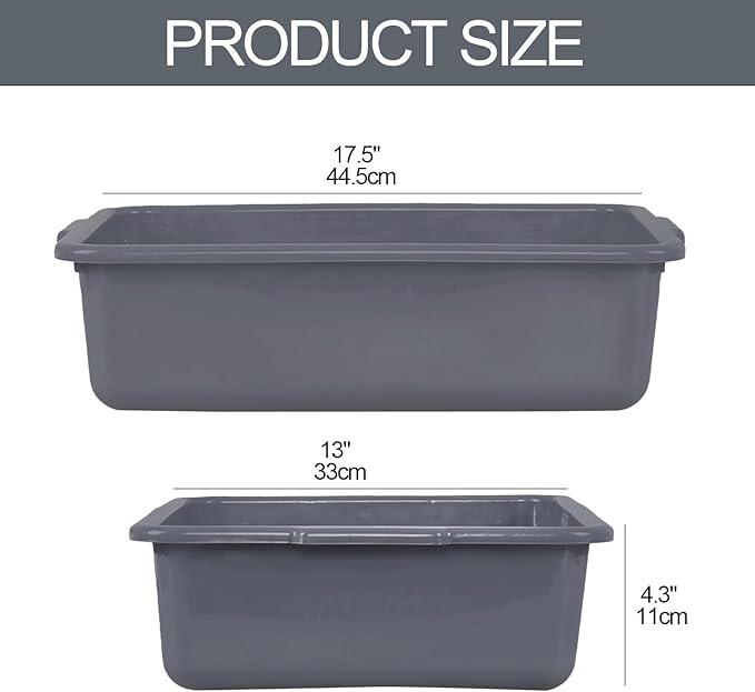 15 L Plastic Commercial Bus Box 12-Pack Dish Tubs for Restaurant &amp Home Gray