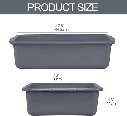 15 L Plastic Commercial Bus Box 12-Pack Dish Tubs for Restaurant &amp Home Gray