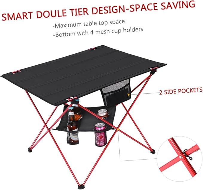 PRETYZOOM Versatile Outdoor Folding Camping Table 73x55x53cm Sturdy Picnic Beach Table