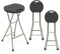 Goplus Folding Stool 3 Pack 28 Inch Foldable Camping Seat for Adults with 550 lb Capacity Portable Plastic Fold up Round Stool with Handle for Fishing Hiking Gardening BBQ
