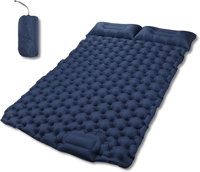 Self Inflating Pillow - Camping Pillow Travel Pillow Adjustable Lumbar Pillow Ergonomic Curved Design Fast Inflatable Foot Pump Nylon Outdoor Comfort